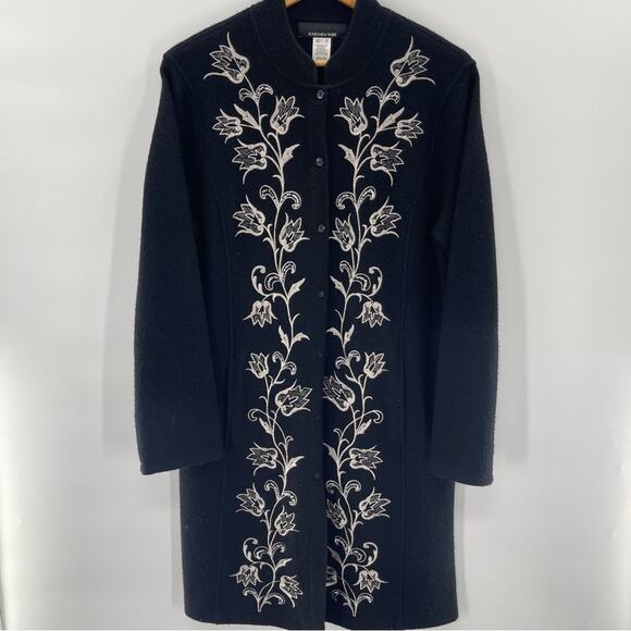Vintage Whimsygoth 100% Merino Wool Mandarin Embroidered Sequin Fairycore Jacket
